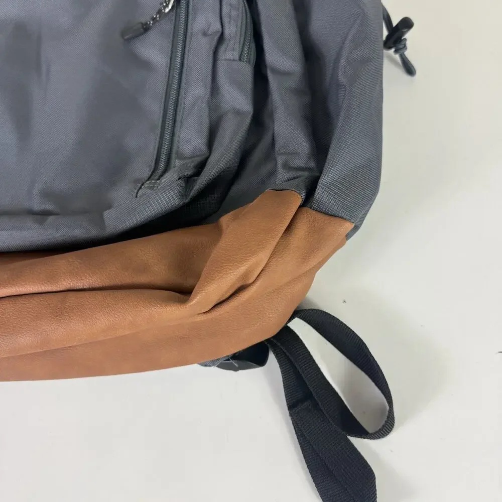New Columbia Gray Northern Pass II Backpack With Brown Faux Leather Bottom